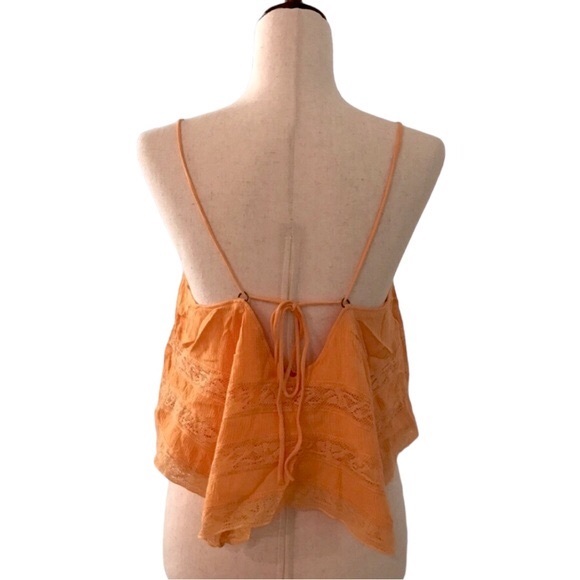 Free People Home Again Cami Size Medium Orange Lace Tank Top New with Tags - Picture 3 of 11